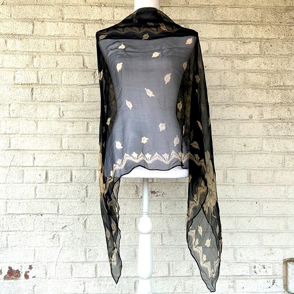 Anthropologie Silk Floral Scarf/Shawl - Picture 4 of 6